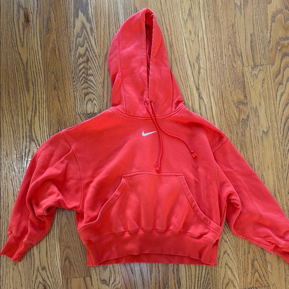 Red Nike Hoodie with White Logo